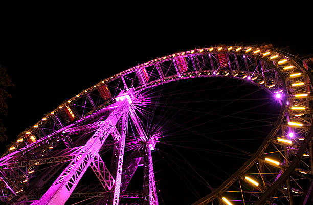 lights of the famous Ferris wheel in the Prater at midnight