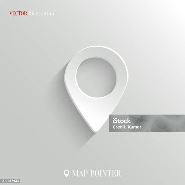Map Pointer Icon Vector White App Button Stock Illustration - Download Image Now - Map Pin Icon, Three Dimensional, Campaign Button