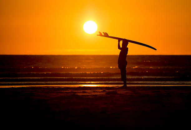 istock man with surfboard in sunset at beach 512453237