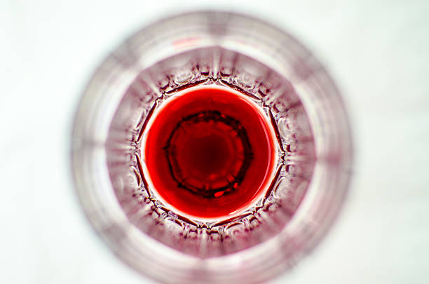 a glass of wine as seen from above