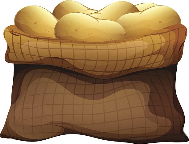 illustrations, cliparts, dessins animés et icônes de sac de pommes de terre - burlap canvas burlap sack backgrounds