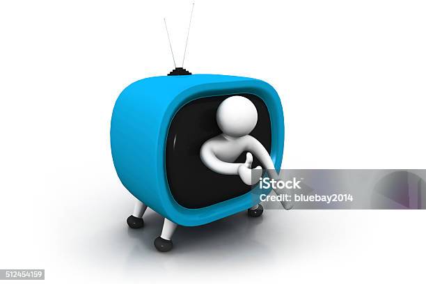 Man On Retro Television Stock Photo - Download Image Now - Concepts, Cut Out, Device Screen