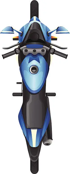 Vector illustration of Topview of a blue scooter