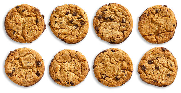 istock Collection of chocolate chip cookies isolated and viewed from above. 512456827