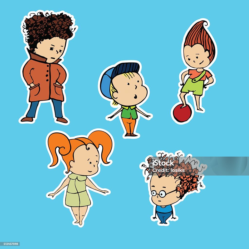 Children Group Vector Vector Illustration Of A Group Children Stickers Stock Illustration ...