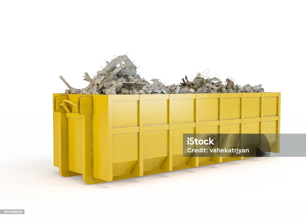 Rubble container Rubble container isolated on white background Brick Stock Photo