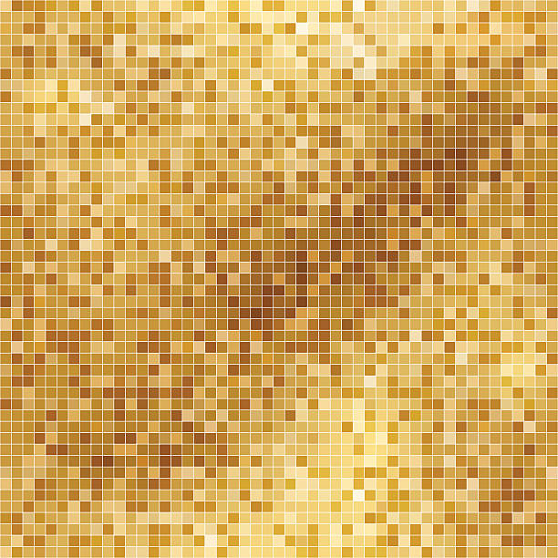 Abstract square golden pixel background in flat colors Abstract square golden pixel background in flat colors. Vector illustration. disco ball stock illustrations