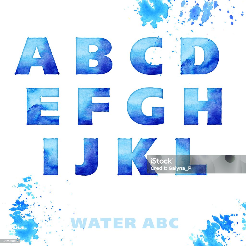 Blue Lettering Styles Watercolor Blue Letters Water Style Lettering Set Stock Illustration ...
