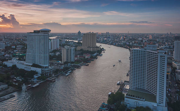 istock Chaopraya river and bangkok cityscape sunset. 512470618
