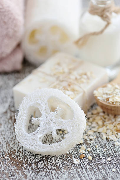 istock Loofah and soap oatmeal handmade for a Natural Clean 512471434