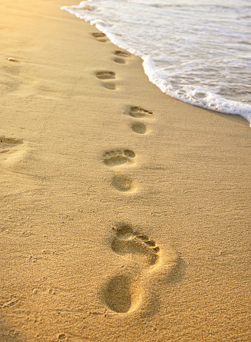 Footmarks on the sandy beach