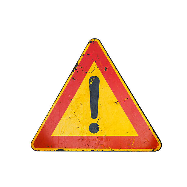 EXCLAMATION POINT Road Sign - Sky Background - 3D Rendering