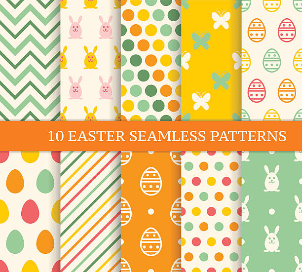 10 복고풍 다른 부활제 원활한 패턴. - butterfly backgrounds seamless pattern stock illustrations