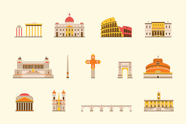 рим историческом здания - coliseum stock illustrations