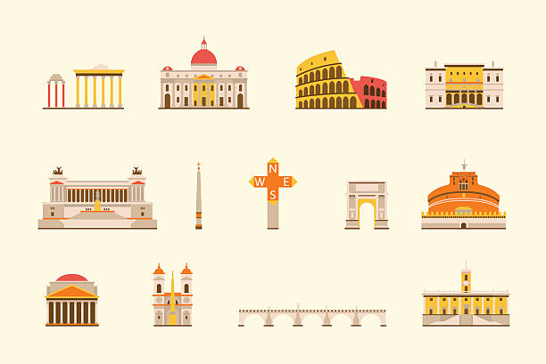 Rome historical building Vector graphics, flat city illustration, eps 10 historic building stock illustrations