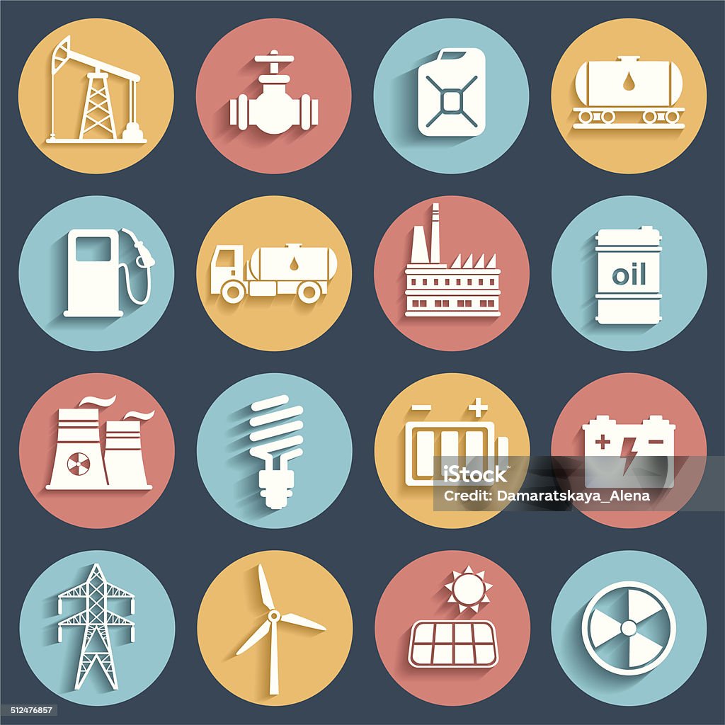 Energy, electricity, power icon set Energy, electricity, power icon set with shadows Fuel and Power Generation stock vector