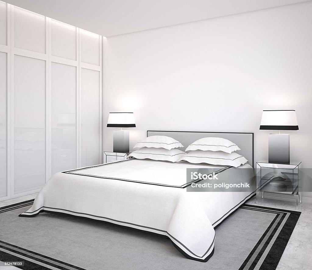 Modern bedroom. Modern bedroom interior. 3d render. Apartment Stock Photo
