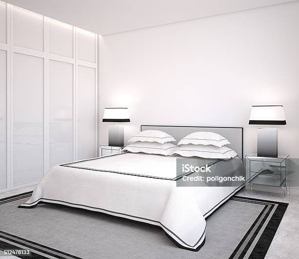 Modern Bedroom Stock Photo - Download Image Now - Apartment, Bed - Furniture, Bedroom