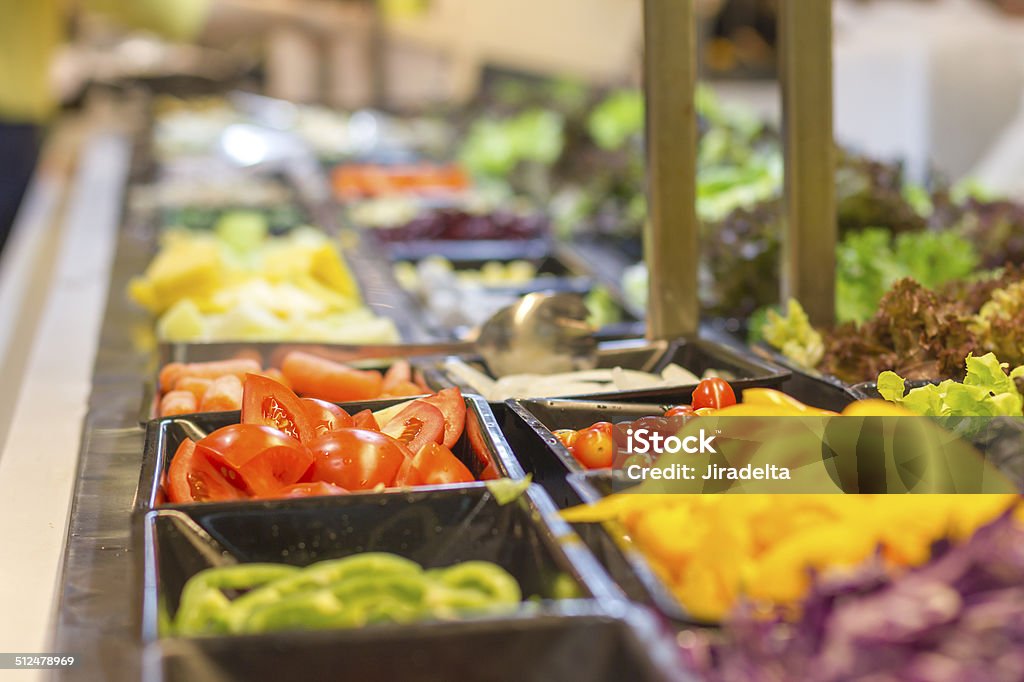 Tomatos Salad Booth Tomatos Salad Booth in Supermarket Salad Stock Photo