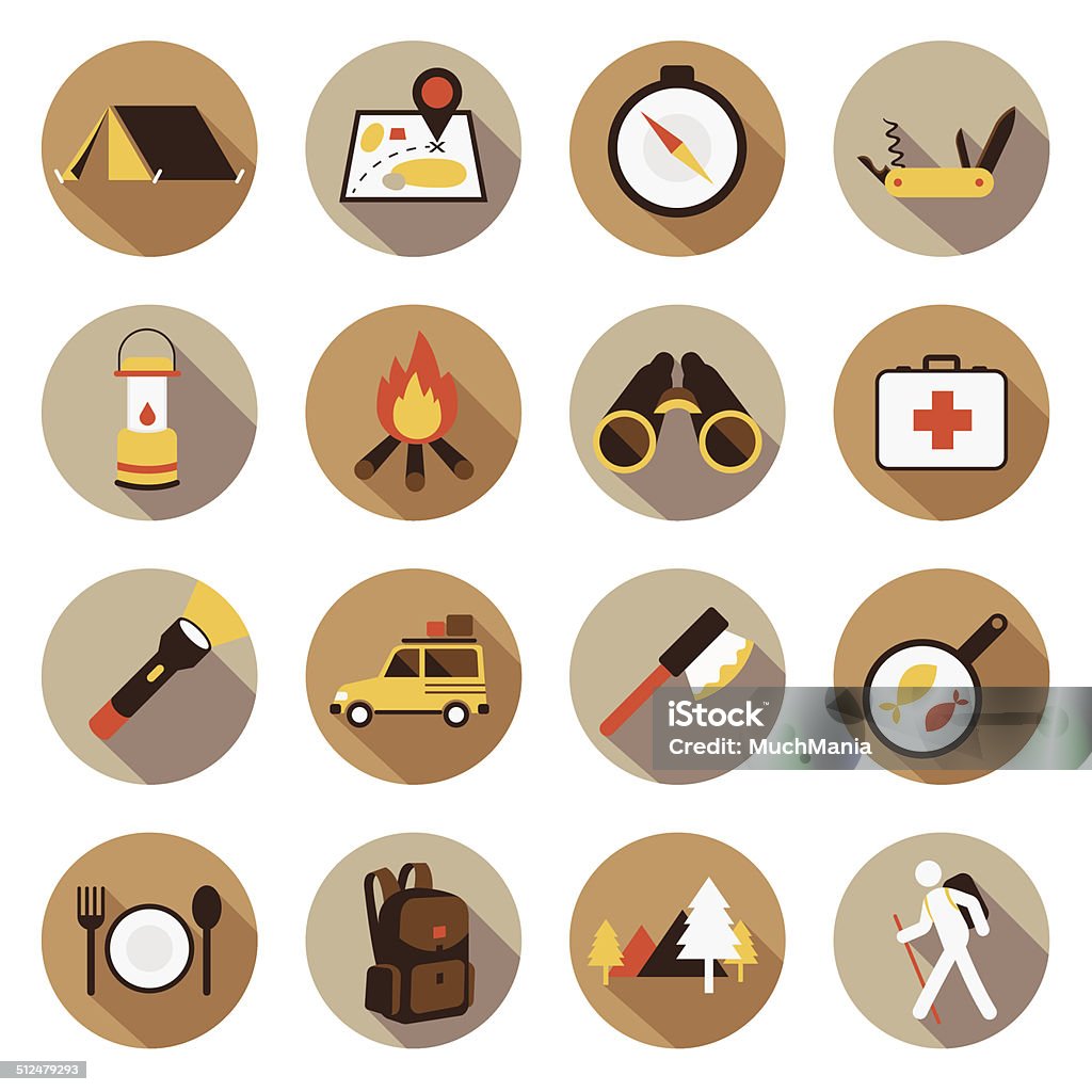 Flat icons set : Adventure & Camping, Trips & Travel Flat icons Dirt Road stock vector