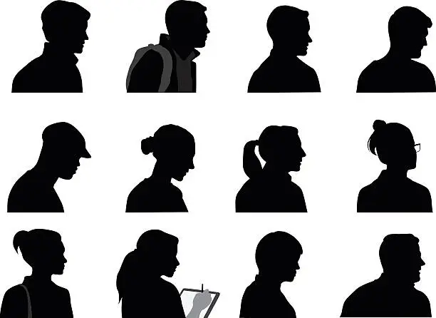 Vector illustration of Young Adults Silhouette Profiles