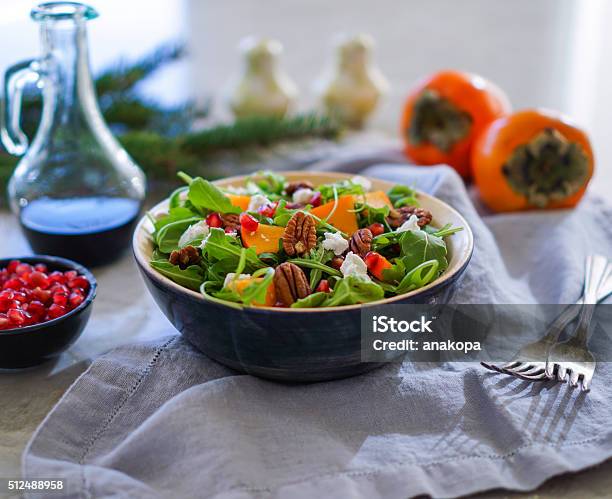 Fresh Salad With Fruits And Greens Stock Photo - Download Image Now - Salad, Lettuce, Nut - Food
