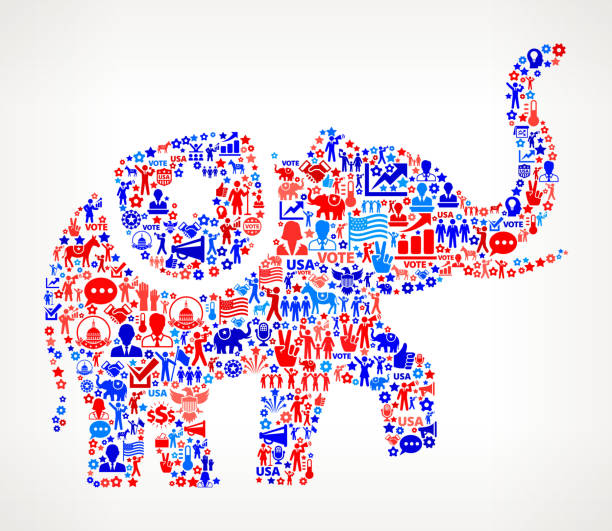 elefant abstimmung und wahlen vereinigte staaten patriotischen symbol-muster - demonstrant grafiken stock-grafiken, -clipart, -cartoons und -symbole