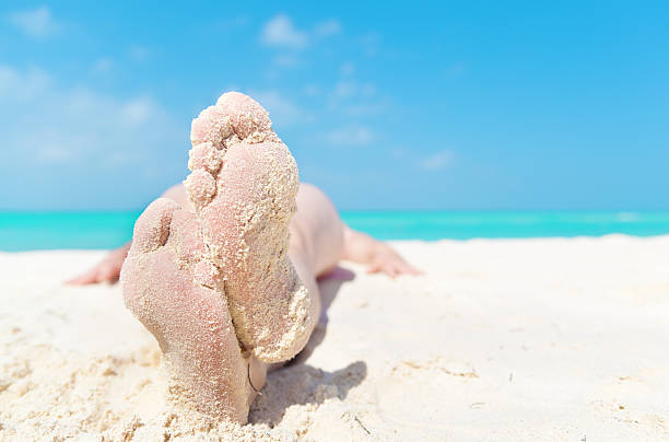 istock Woman’s Feet Relaxing, Sunbathing on Beach Sand Vacation, Cancun, Mexico 512491150