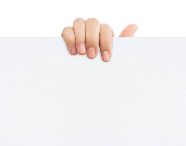istock hand holding blank paper banner isolated clipping path inside 512491636