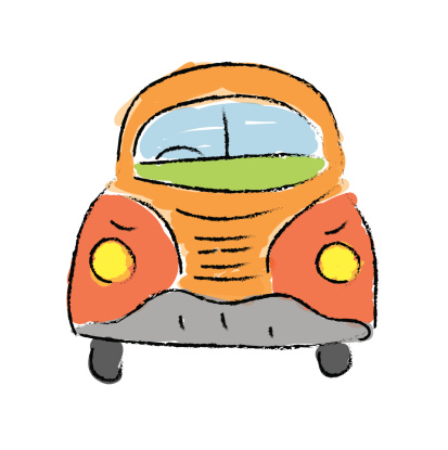 beetle car, hand-drawn vector illustration