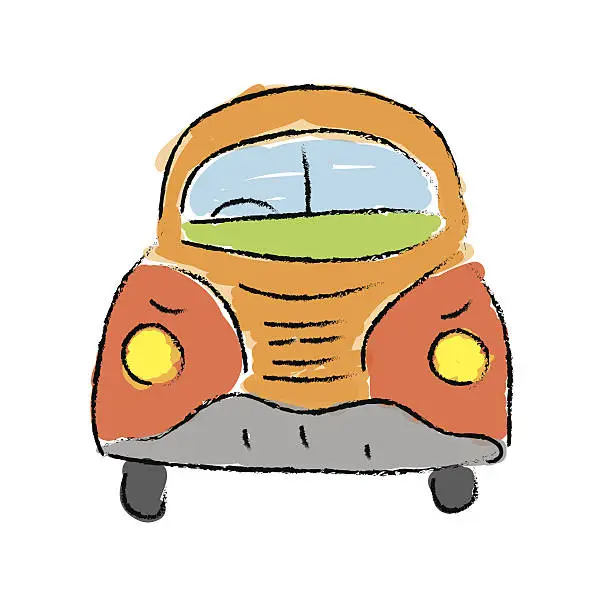 Vector illustration of beetle car, hand-drawn vector illustration
