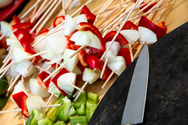 istock Preparation of vegetarioan brochettes. 512493365