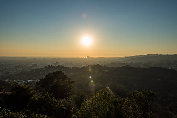 istock Griffith Park Trails and Century City at Sunset, sunlight and smog 512493396