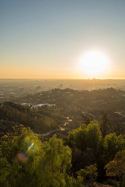 istock Griffith Park Trails and Century City at Sunset, sunlight and smog 512493626