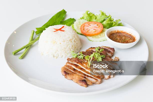 Grilled Pork With Garlic Fried Rice Stock Photo - Download Image Now - Asia, Backgrounds, Crockery