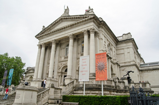 London, UK - July 6, 2014:  Grand entrance to Tate Britain art gallery in Pimlico, London.