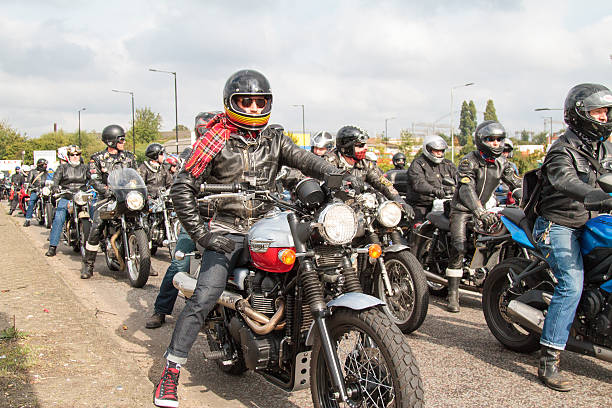 London, UK - September 14, 2014: Ace Cafe, Bikers and members at the Ace Cafe Reunion
