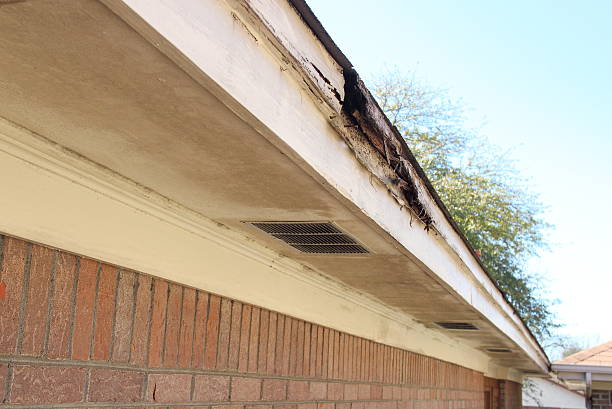 se pudrieron casa de madera alero - eaves fotografías e imágenes de stock