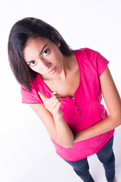 istock isolated studio shot beautiful young woman warning attitude with finger 512496947