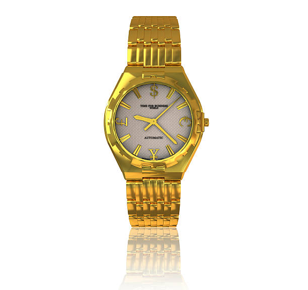 istock Gold wrist watch on white background 512497123