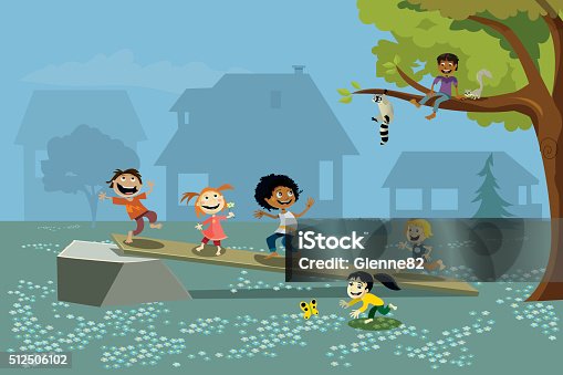 istock Group of Kids Playing Outside 512506102