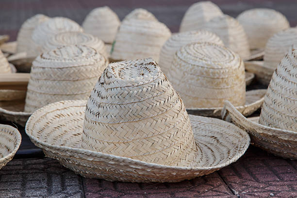 istock Handmade Panama Hats are stacked for sale 512506660