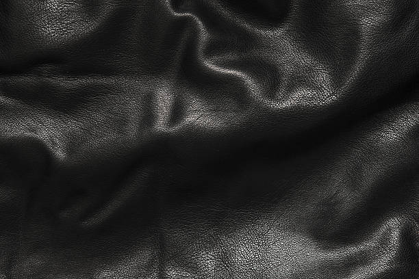 istock Black leather background in the folds 512507168