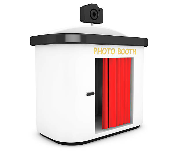 Photo Booth with Red Curtain stock photo