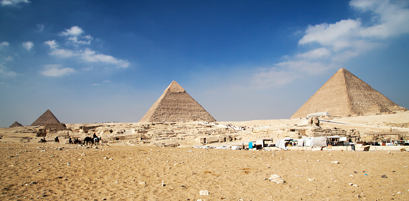 Pyramids in Dahshur, Sahara desert of Egypt