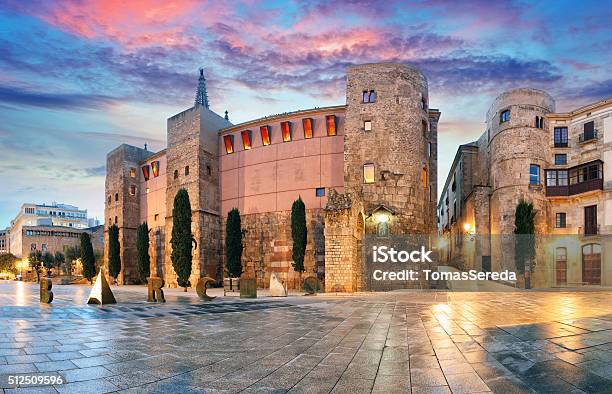 Panorama Of Gate Barri Gothic Quarter Barcelona Spain Stock Photo - Download Image Now