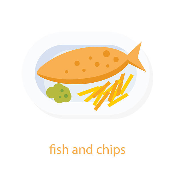 bildbanksillustrationer, clip art samt tecknat material och ikoner med fish and chips - tallrik med fisk