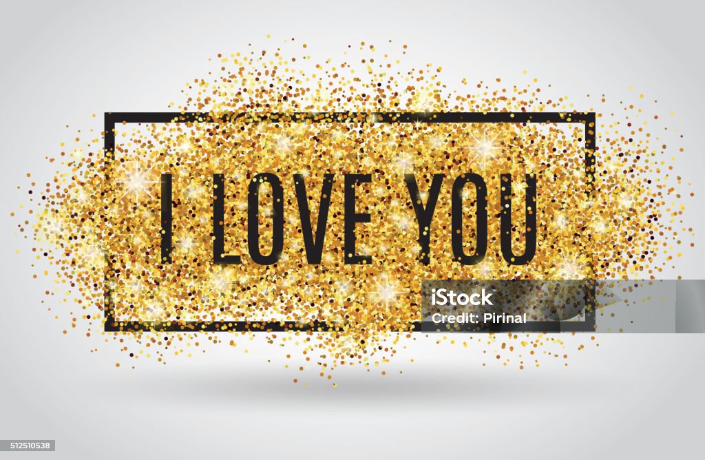 Je vous aime paillettes d'or sur fond blanc - clipart vectoriel de Amour libre de droits