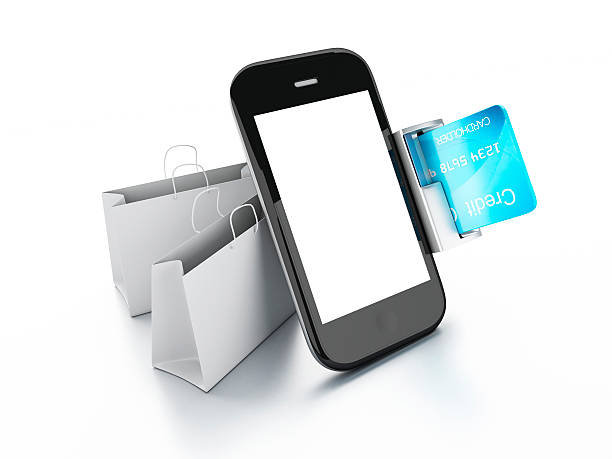 istock mobile phone device with a shopping bag. online shopping concept 512517501