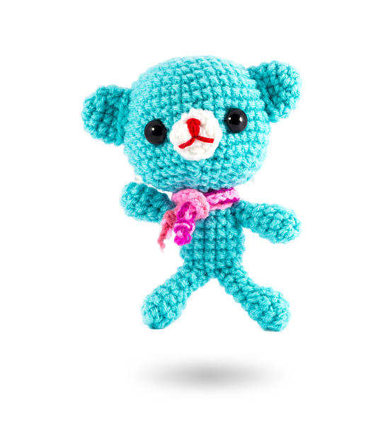 istock handmade crochet blue bear doll on white background 512518053